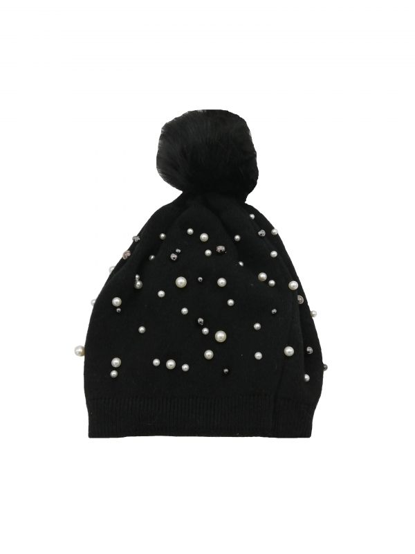 bonnet noir avec perles accessoires-fantaisie-mode-femme-lyon