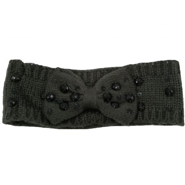 headband gris anthracite avec strass noirs, fin et toucher doux, accessoires de mode pour cheveux femme