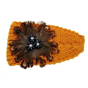 headband automne-hiver jaune avec plumes, accessoires de mode pour cheveux femme à Lyon