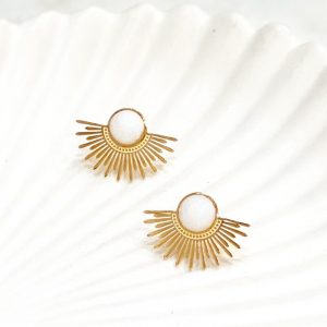 boucles d'oreilles dorées avec perle blanche en acier inoxydable bijoux et accessoires de mode pour femmes à Lyon