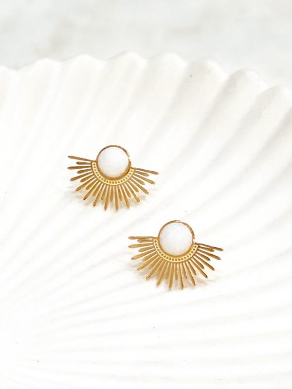boucles d'oreilles dorées avec perle blanche en acier inoxydable bijoux et accessoires de mode pour femmes à Lyon