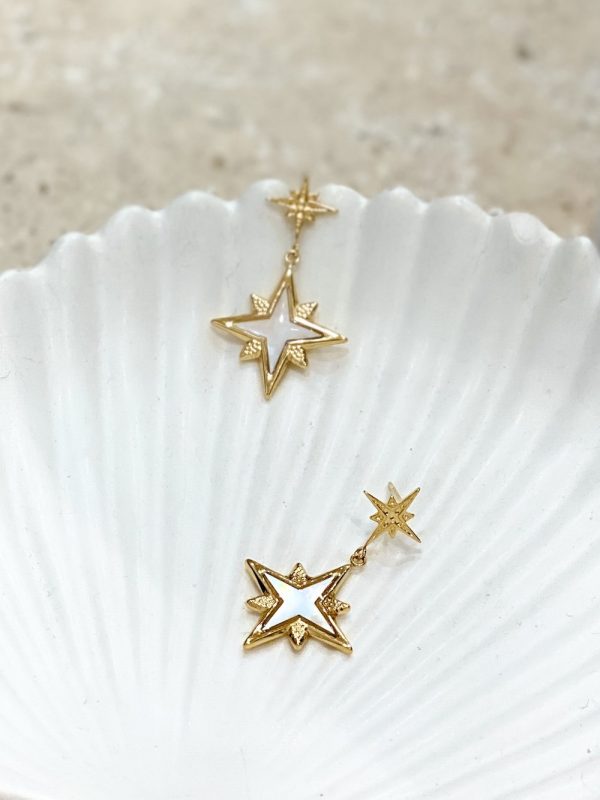 boucles d'oreilles pendantes en forme d'étoiles nacrées en acier inoxydable, bijoux et accessoires de mode pour femmes à Lyon