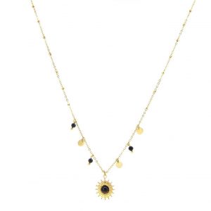 collier doré en acier inoxydable avec pierre naturelle agate, accessoires de mode pour femmes à Lyon