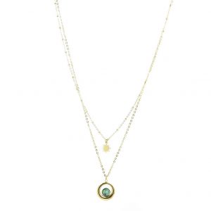 sautoir cercle et étoile doré avec pierre naturelle turquoise afrique, accessoires de mode pour femmes à Lyon