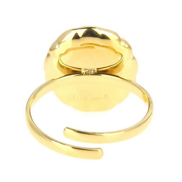zoom arrière bague dorée réglable en acier inoxydable avec pierre naturelle pierre de lune accessoires de mode pour femmes à Lyon, bijoux, écharpes, montres....