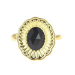zoom bague dorée réglable en acier inoxydable avec pierre naturelle agate accessoires de mode pour femmes à Lyon, bijoux, écharpes, montres....