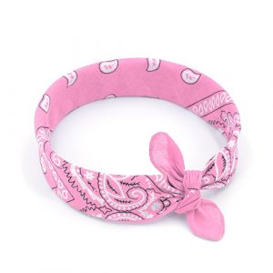 Bandana rose clair, accessoire de mode idéal pour les cheveux, en tour de cou, autour du poignet. Boutique d'accessoires de mode et bijoux fantaisies à Lyon
