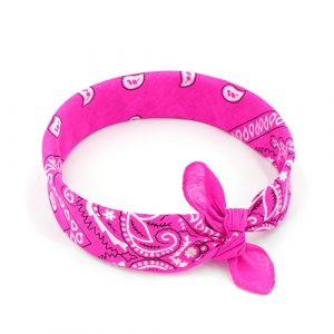 Bandana rose fluo, accessoire de mode idéal pour les cheveux, en tour de cou, autour du poignet. Boutique d'accessoires de mode et bijoux fantaisies à Lyon