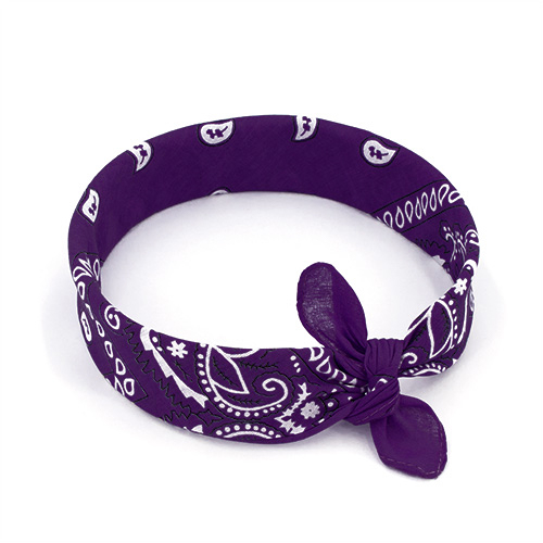 Bandana violet, accessoire de mode idéal pour les cheveux, en tour de cou, autour du poignet. Boutique d'accessoires de mode et bijoux fantaisies à Lyon